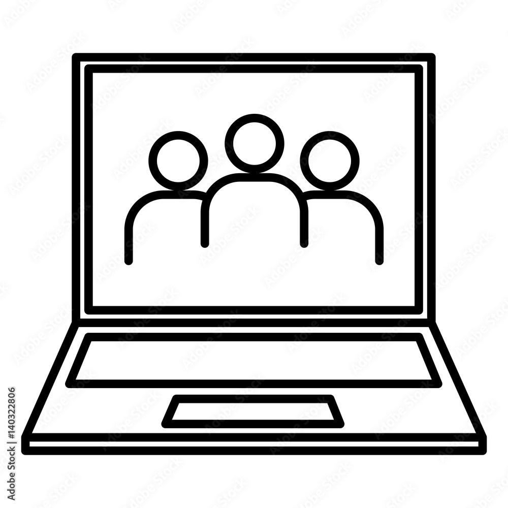 laptop and people icon black contour of vector illustration laptop and people icon black contour of vector illustration