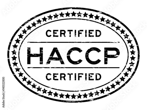 Grunge black HACCP (Hazard analysis and critical control points) oval rubber seal stamp