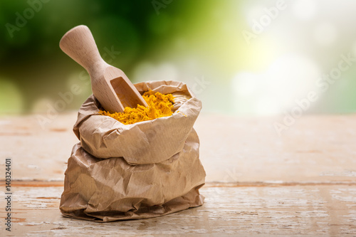 Curcuma on wooden table