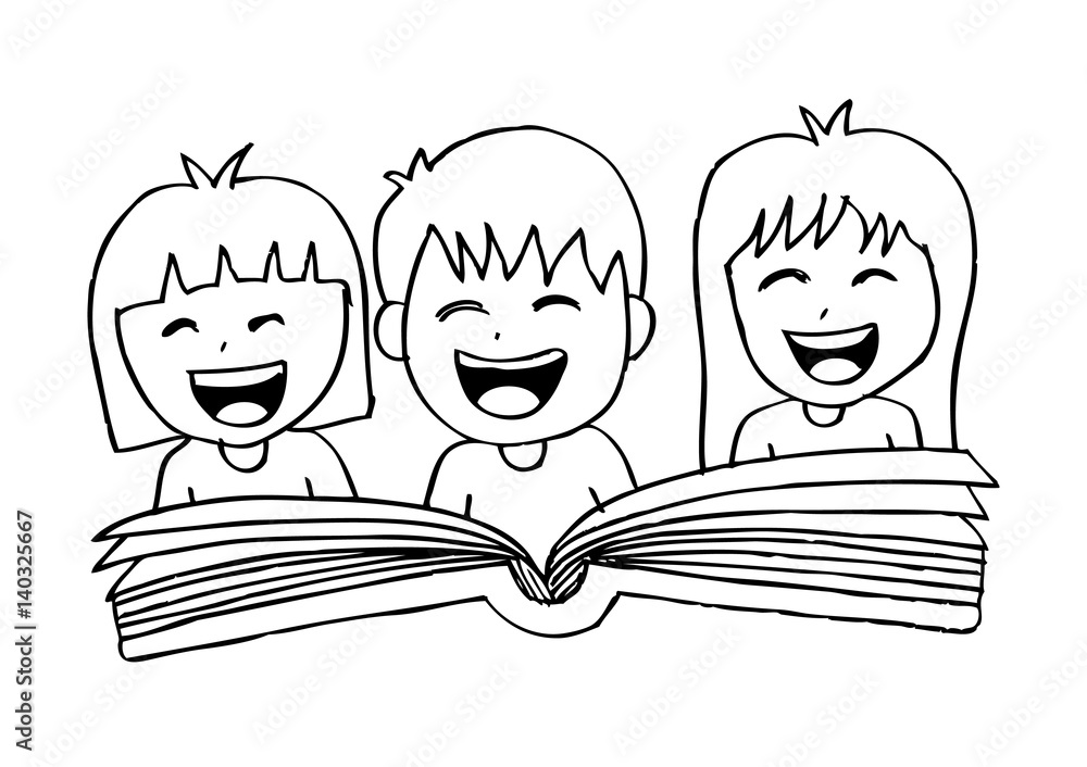 kids reading books cartoon