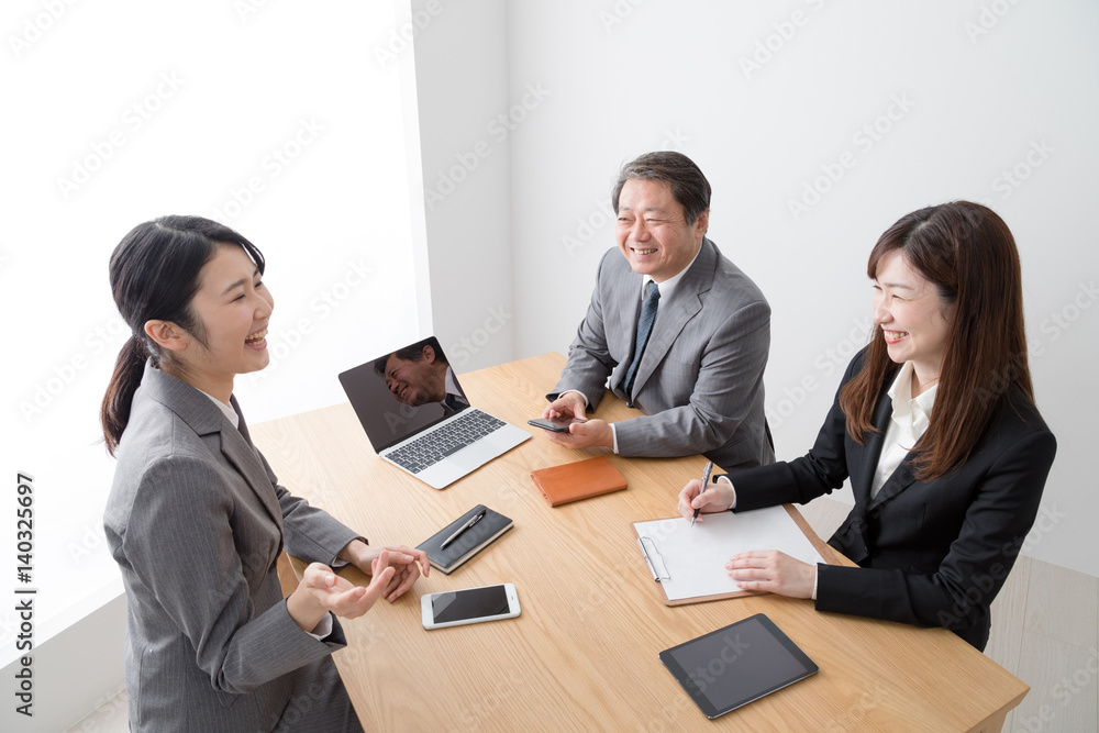 会議をするビジネスウーマンとビジネスマン