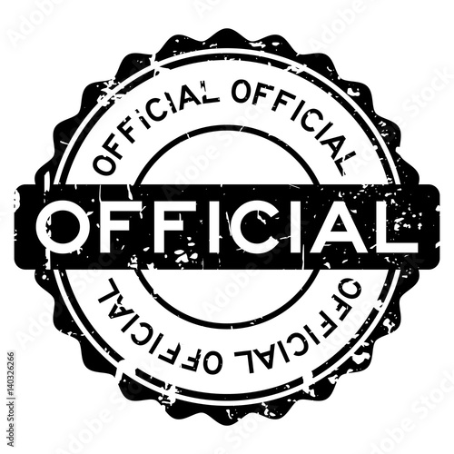 Grunge black official round rubber seal stamp on white background