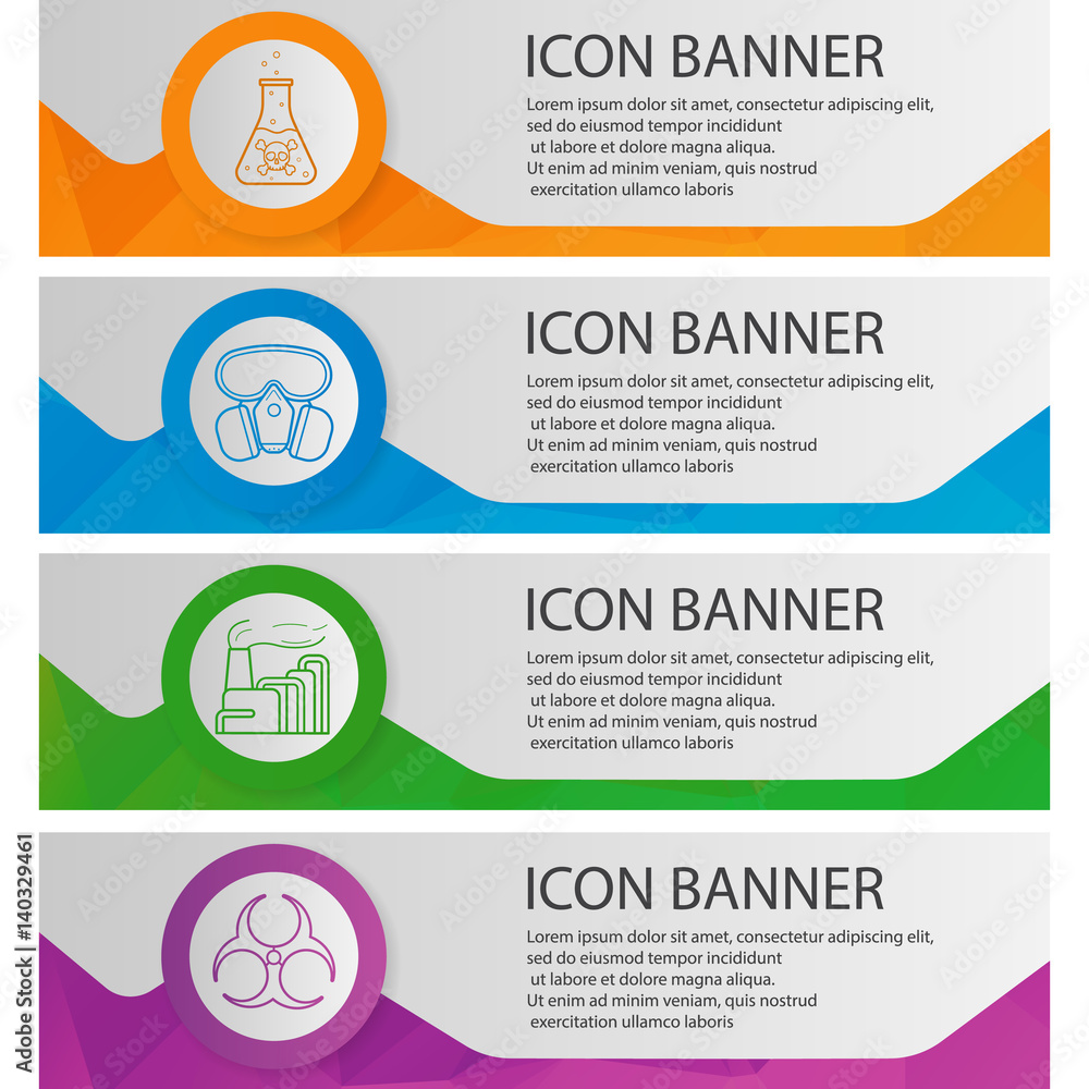 Naklejka premium Industrial pollution banner templates set