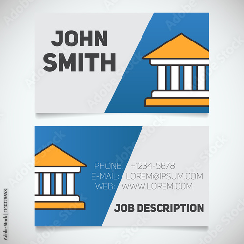 Business card print template with courthouse logo