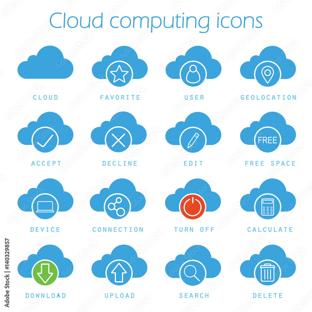 Cloud computing icons set Cloud computing icons set