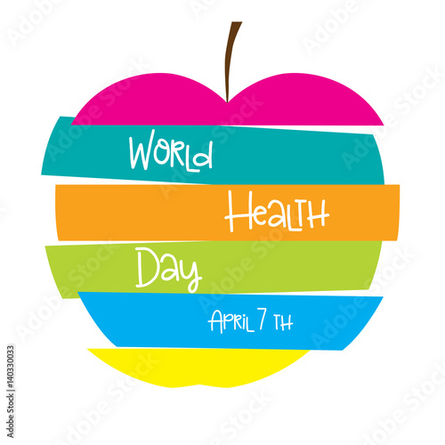 Colorful apple with text.