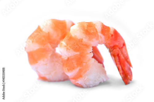 Cooked orange shrimps isolated on white background.
