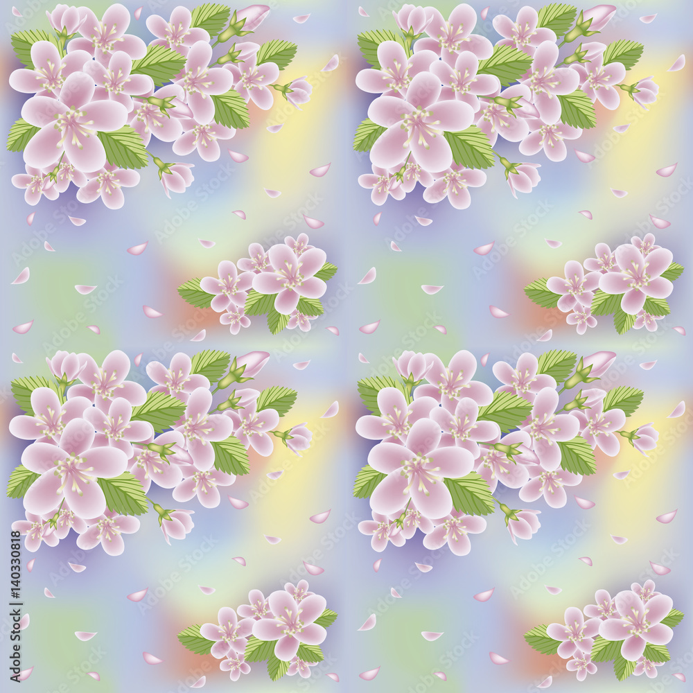 Spring sakura seamless wallpaper, vector illustration