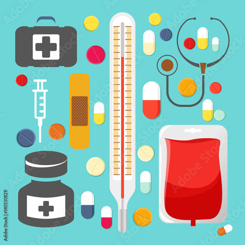 Medical icons and objects. 