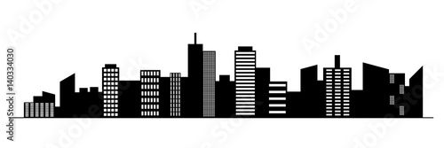 Black random city skyline Vector on white background.