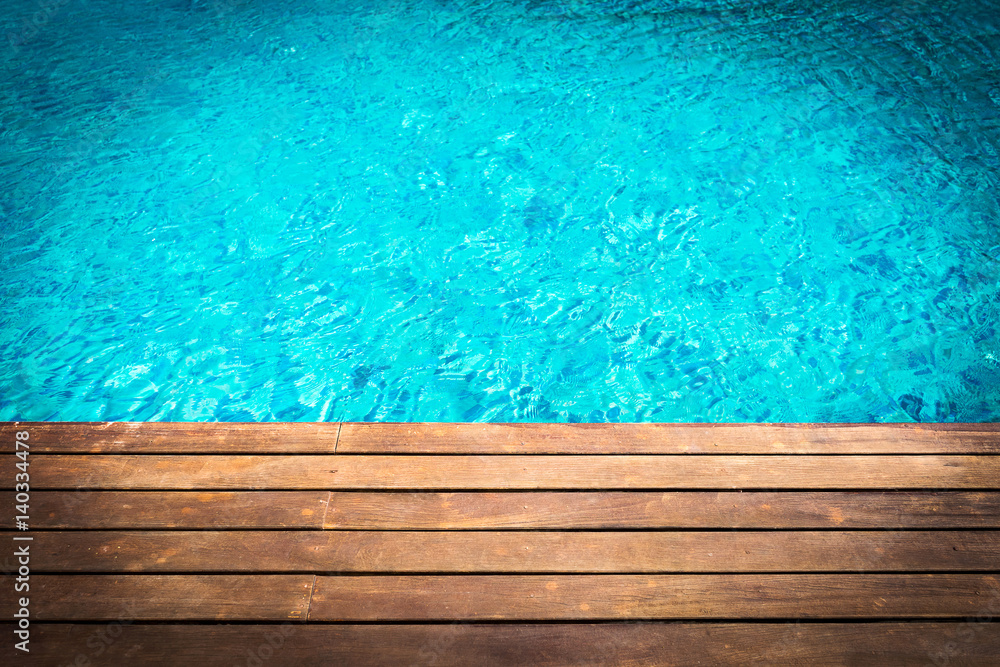 wooden platform -swimming pool background