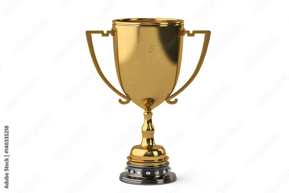 A gold cup,3D illustration. A gold cup,3D illustration.
