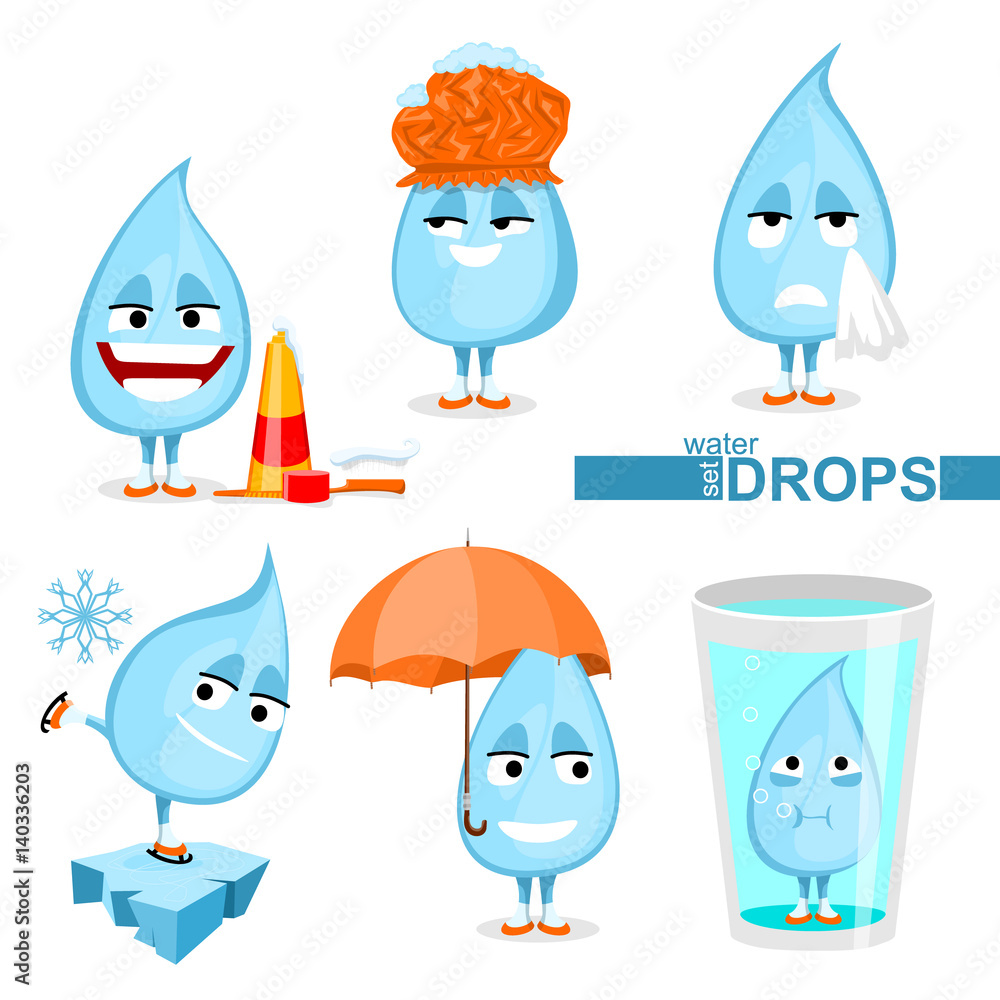 Fototapeta premium set of water drops. isolated vector illustration