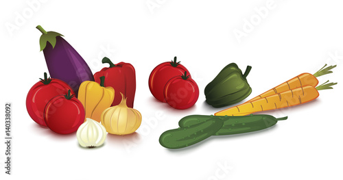 Vegetables on White