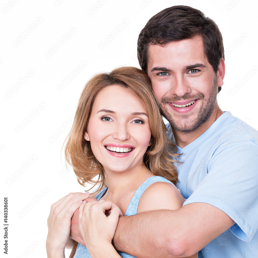 Portrait of happy embracing couple. Portrait of happy embracing couple.