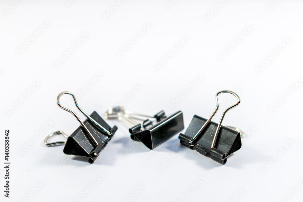 Office Binder Clips isolated on white background Office Binder Clips isolated on white background