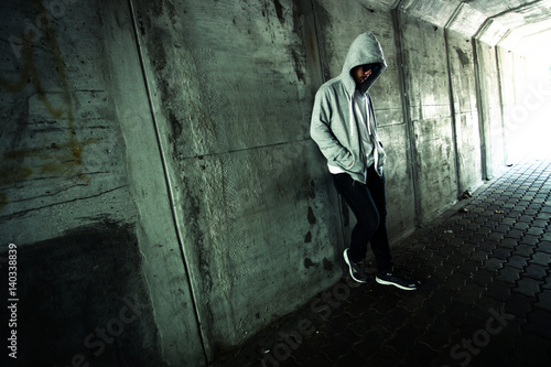 Homeless person on the street ,Stranger person in tunnel © Joelee Creative