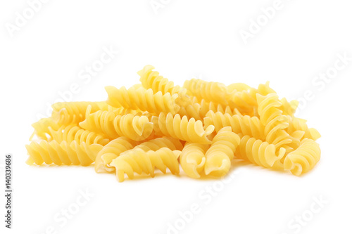 Spiral pasta isolated on a white background