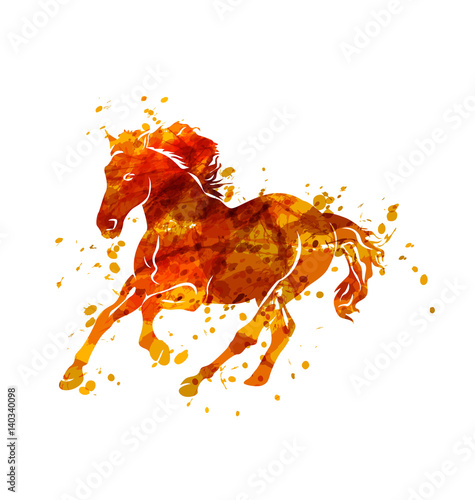 Vector illustration of  running horse