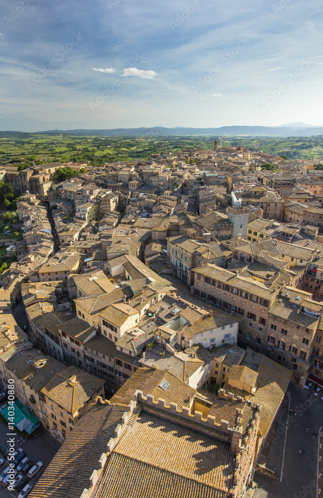 aerial view to Siena city in Tuscany in Italy