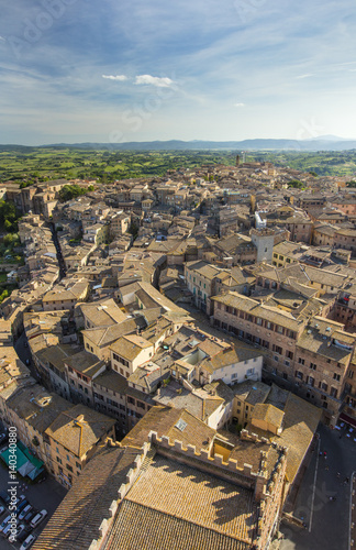 aerial view to Siena city in Tuscany in Italy