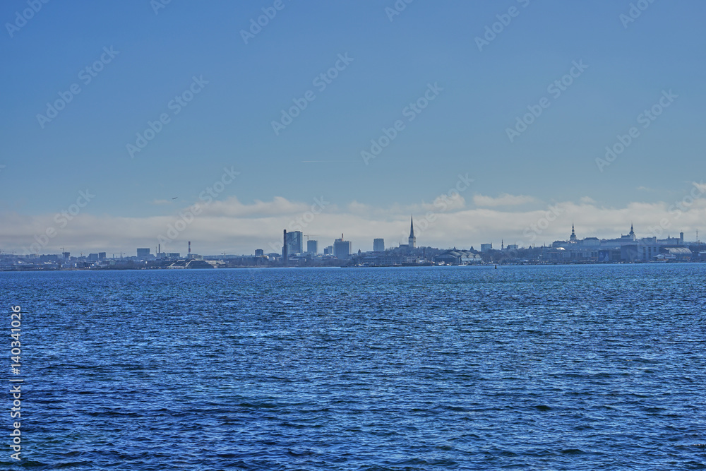 View of city Tallinn from Baltic sea