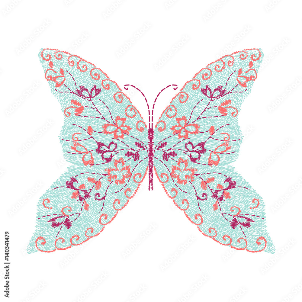 butterfly embroidery artwork design for clothing, isolated insect vector butterfly embroidery artwork design for clothing, isolated insect vector