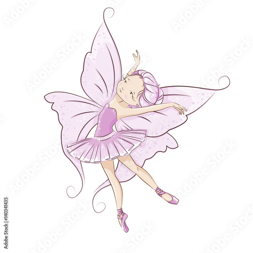 The beautiful little fairy is dancing.