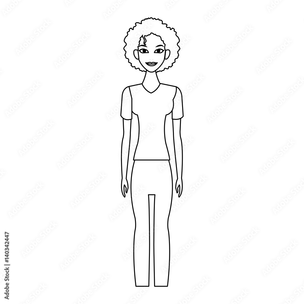 young pretty woman with curly hair icon image vector illustration design 