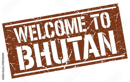 welcome to Bhutan stamp