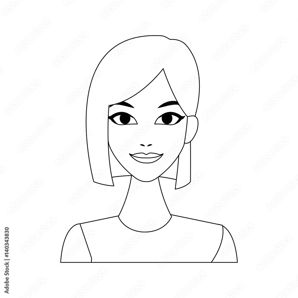 portrait of young pretty woman icon image vector illustration design 