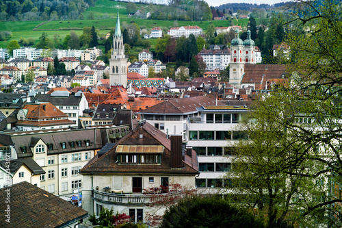 The centre of St. Gallen with altitude, Switzerland