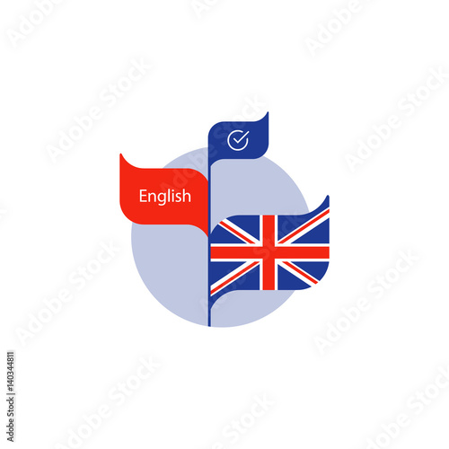 English class icon, learning concept, language school logo