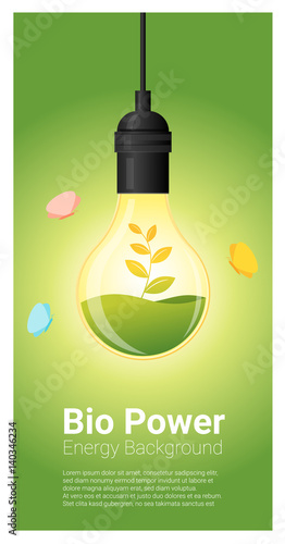 Energy concept background with bio energy in light bulb , vector , illustration