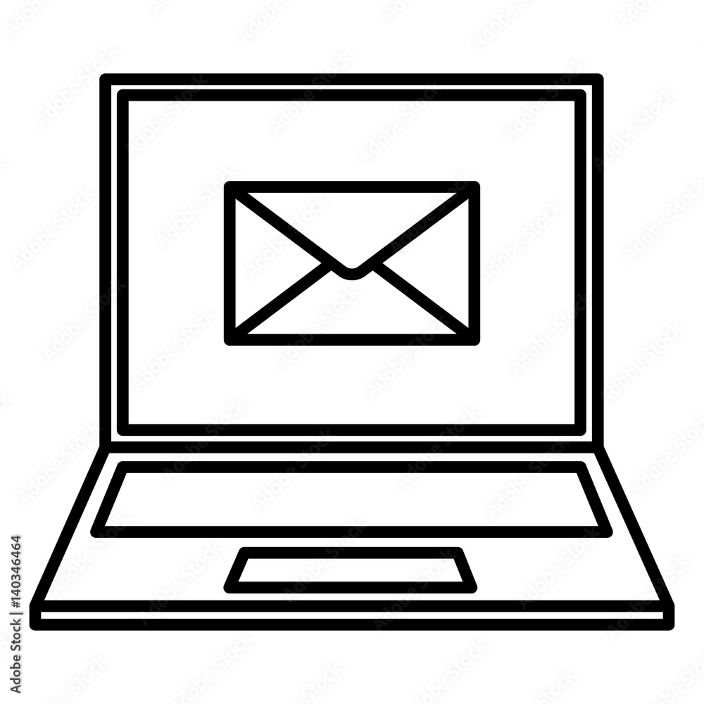laptop and an envelope icon black contour of vector illustration laptop and an envelope icon black contour of vector illustration