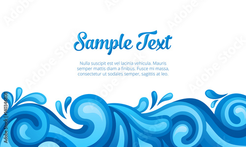 Blue sea waves background. Vector illustration.