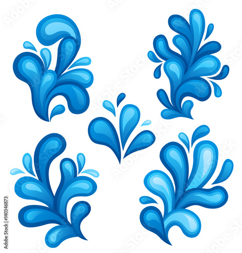 Abstract water splash set. Vector illustration.