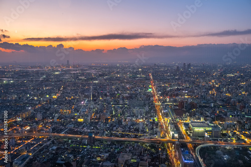 Aerial view of Osaka city in Japan © Puripat