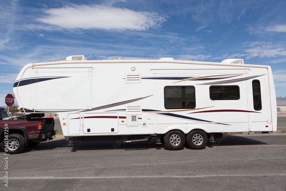 Caravan trailer on road