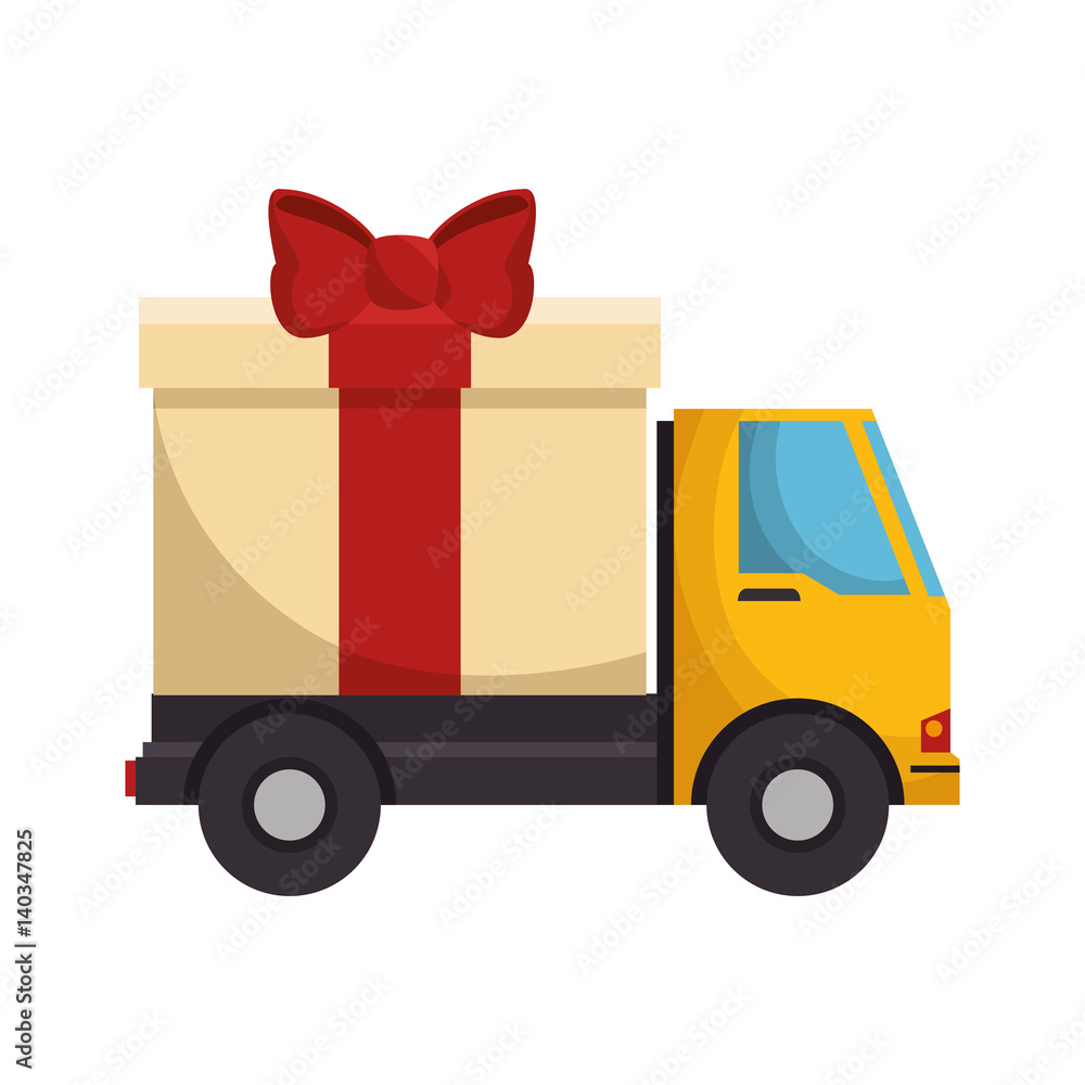 truck with giftbox present isolated icon vector illustration design truck with giftbox present isolated icon vector illustration design