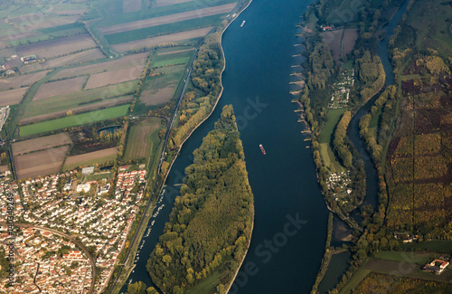 aerial of ships on river rhine near Mainz