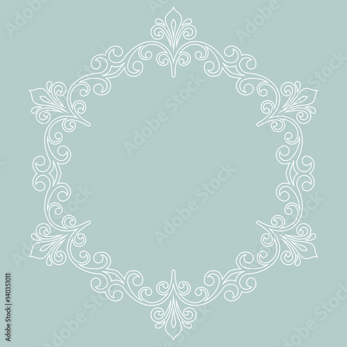 Elegant vector round white ornament in classic style. Abstract traditional pattern with oriental elements, Classic vintage pattern