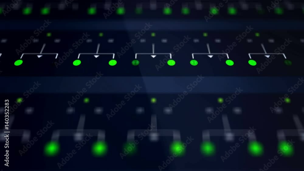 Closeup of Network Server Farm Lights Blinking