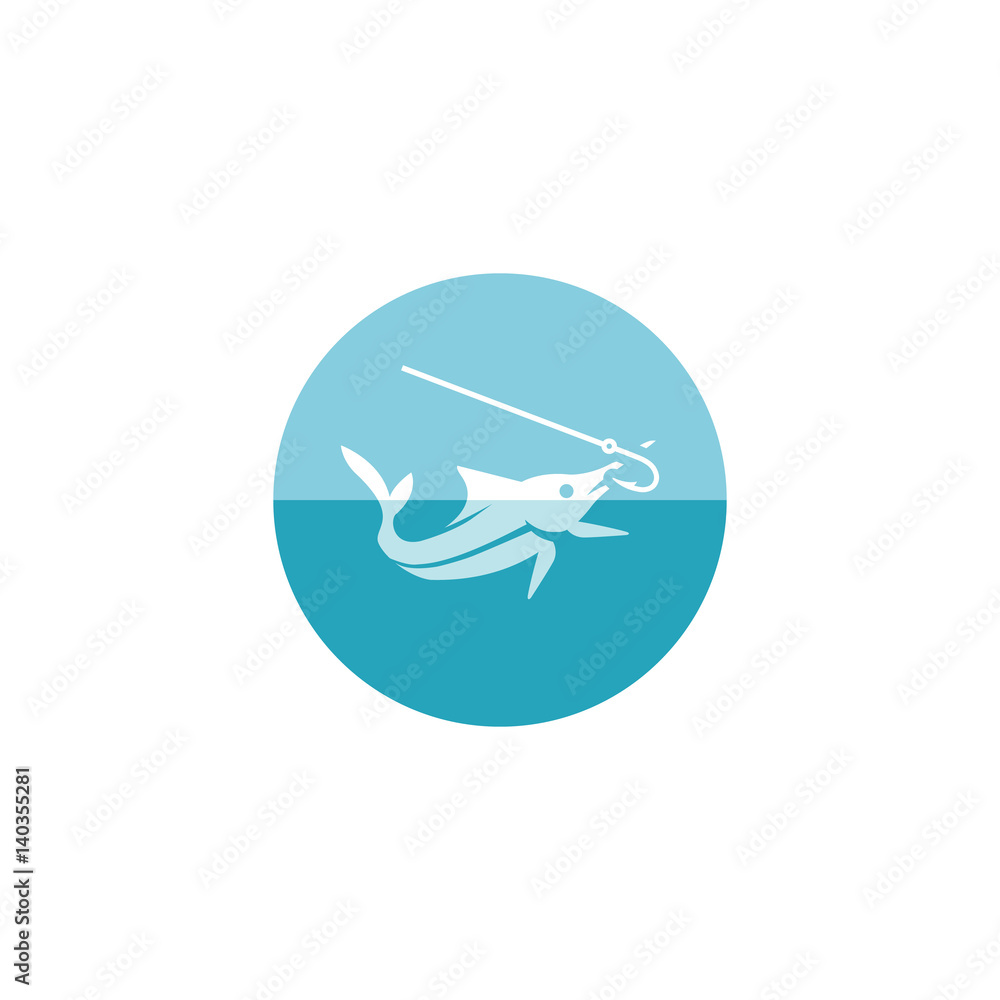 Circle icon - Hooked fish