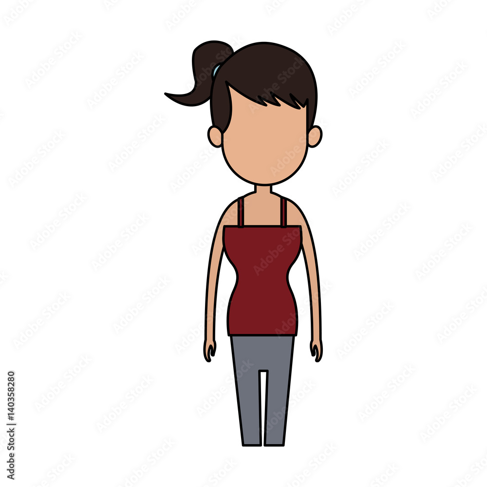woman with ponytail cartoon icon image vector illustration design