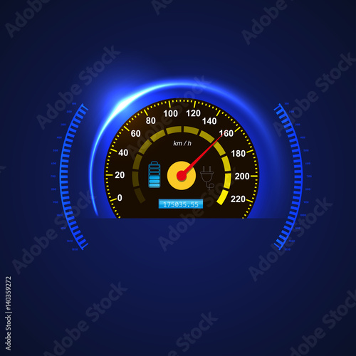 Speedometer of electrocar, vector illustration