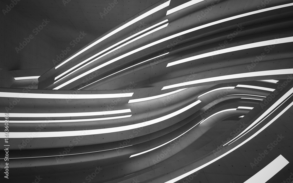 Empty dark abstract concrete room smooth interior. Architectural background. 3D illustration