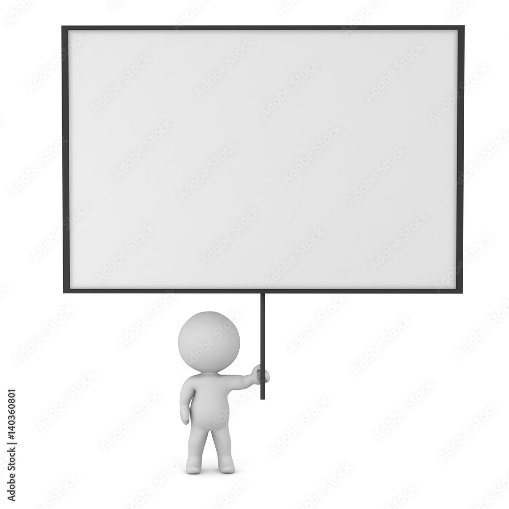 3D Character with Large Protest Sign 3D Character with Large Protest Sign