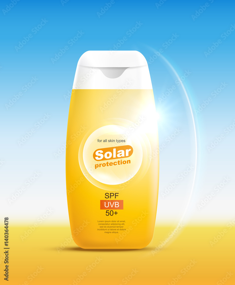 Sunscreen advertising poster Information UV protection. Sunscreen advertising poster Information UV protection.