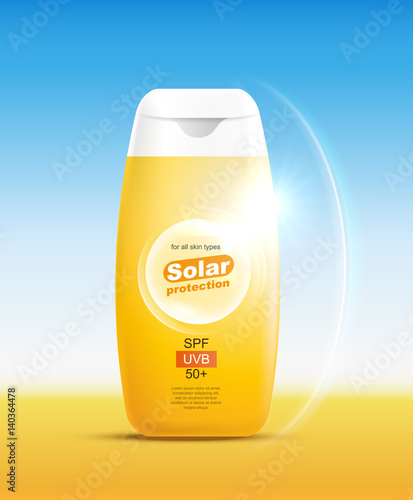Sunscreen advertising poster Information UV protection.